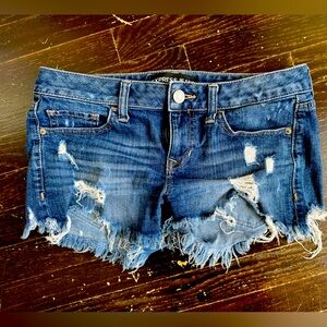 Express destructed denim shorts